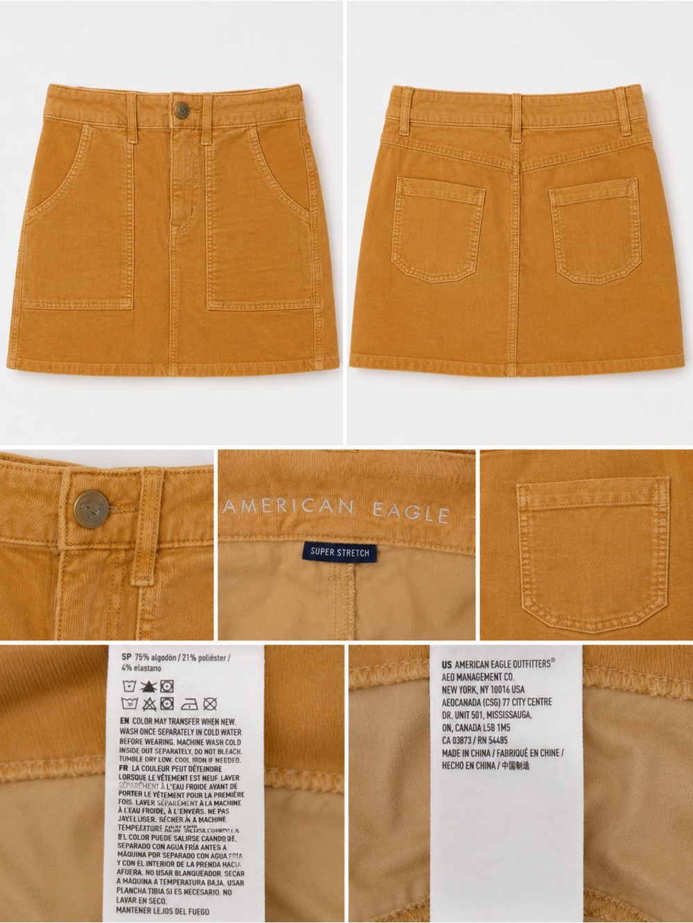 American Eagle Outfitters Mustard Corduroy Mini Skirt